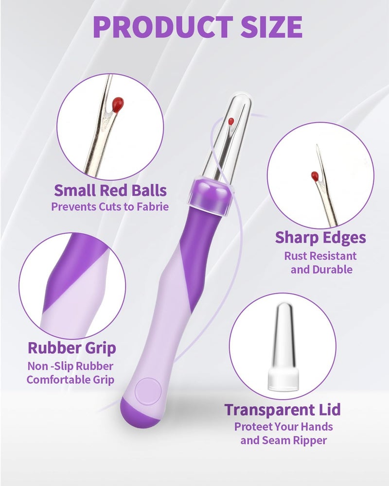 Aecsze Needle and Thread Seam Ripper, Rippers for Sewing and Thread,Remover Stitch Tool for Hand Sewing, Knitting, Cross Stitching, Embroidery and Thread Removal (Purple) - Image 3